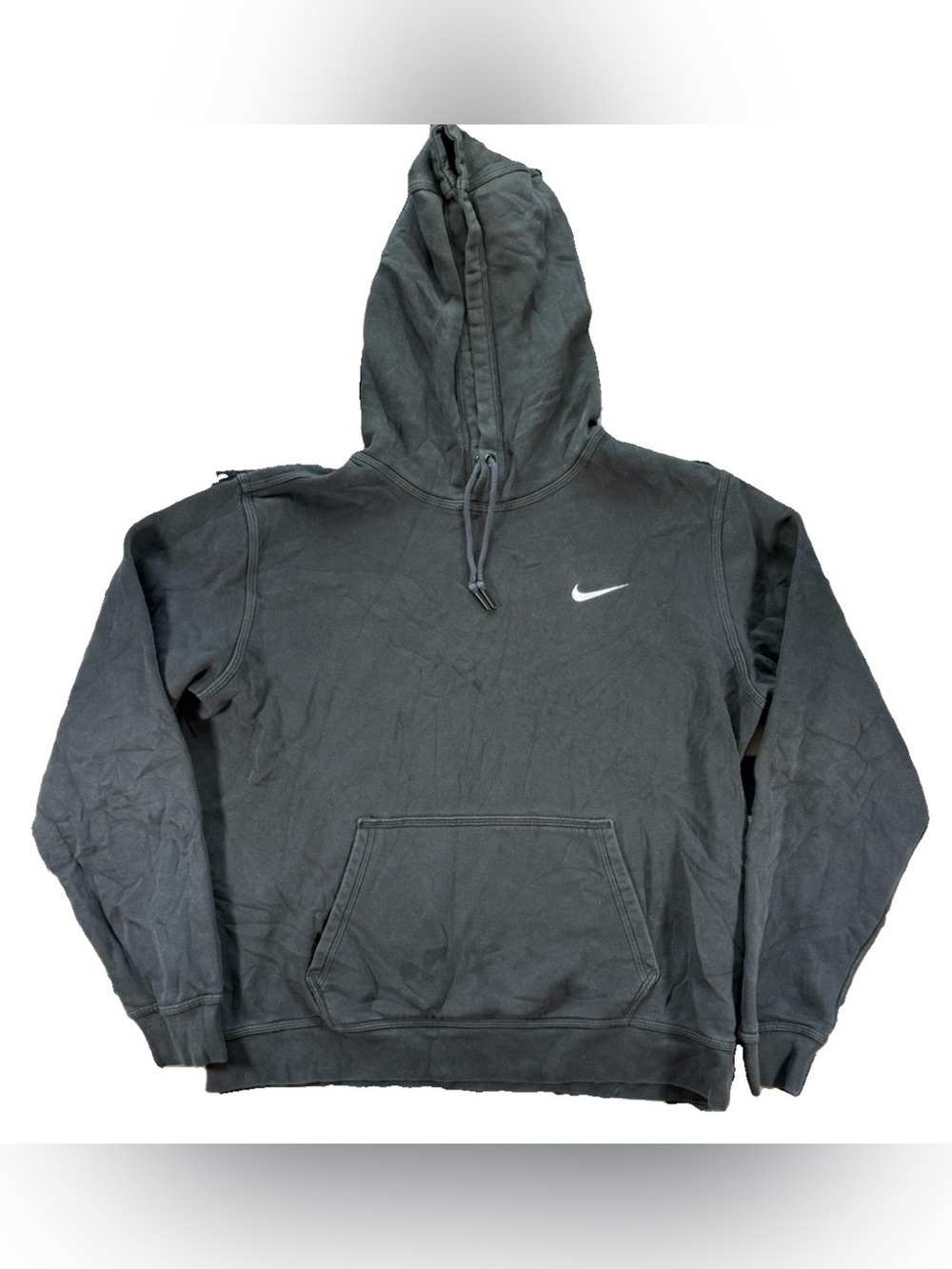 Nike Club Fleece Pullover Hoodie Men's Large Black Embroidered Swoosh Pocket